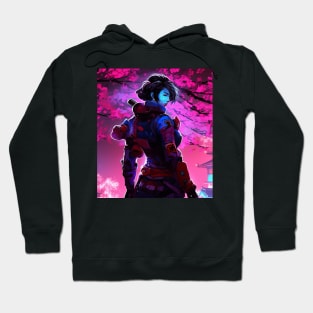 Sakura Female Cyberpunk Samurai Cherry Blossoms Hoodie